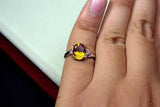 2.2ct Engagement Ring Oval Cut Yellow Citrine Three Stone 14k White Gold Finish
