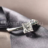 0.5ct Princess Simulated Diamond Solitaire Minimalist Ring 14k White Gold Plated