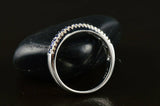 3Ct Round Cut Blue Sapphire Three Row Diamond Wedding Band 14K White Gold Finish