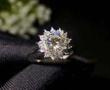 2.25ct Engagement Ring Round Cut Diamond Floral Design 14k White Gold Finish