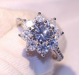 2ct Round Cut Diamond Engagement Ring 14k White Gold Finish Floral Promise Women