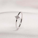 0.1ct Round Cut Diamond Engagement Ring Minimalist Cluster 14k White Gold Finish