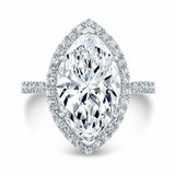 2ct Marquise Cut VVS1 Diamond Gatsby Halo Engagement Ring 14k White Gold Finish