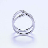 1.2ct Round Cut Diamond Double Geometric Interlocked Ring 14k White Gold Finish