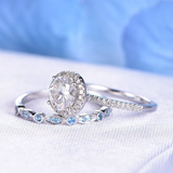 2ct Round Cut VVS1 Diamond Halo Bridal Set Engagement Ring 14k White Gold Finish
