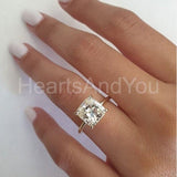 2.2ct Cushion Simulated Diamond Solitaire Engagement Ring 14k White Gold Plated