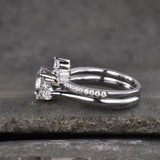 2.7ct Engagement Ring Round Cut Diamond Crown Bridal Set 14k White Gold Finish