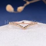 0.2ct Round Cut Moissanite Curved Stacking Wedding Band 14k Rose Gold Plated