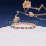 0.3ct Round Cut Simulated Sapphire Half Eternity Wed Band 14k White Gold Plated