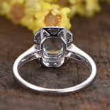 2ct Emerald Cut Blue Aquamarine Engagement Ring Dual Halo 14k White Gold Finish