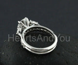 2.2ct Round Cut Moissanite Trilogy Ring Half Eternity Band 14k White Gold Plated