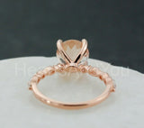 1ct Round Cut Simulated Morganite Solitaire with Accent Ring 14k RoseGold Plated