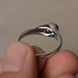 0.75ct Oval Cut Blue Sapphire Solitaire Engagement Ring 14k White Gold Finish
