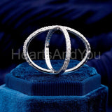 0.4ct Round Cut Moissanite Criss Cross Women Wedding Band 14k White Gold Plated
