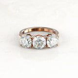 2.1ct Round Cut Moissanite Three Stone Engagement Ring 14k White Gold Plated