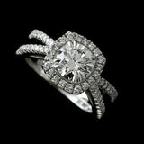 2Ct Round Cut Diamond Halo Split Shank Engagement Ring 18K White Gold Finish