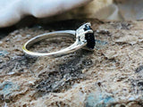 2.2ct Engagement Ring Cushion Cut Blue Sapphire Solitaire 14k White Gold Finish