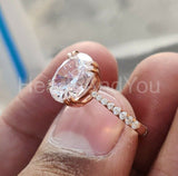 2.2ct Oval Simulated Diamond Dual Prong Engagement Ring 14K Yellow Gold Plated