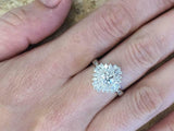 3.5ct Round Cut Diamond Engagement Ring Sunburst Ballerina 14k White Gold Finish