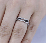 0.3ct Round Simulated Black Diamond Infinity Wedding Band 14k White Gold Plated