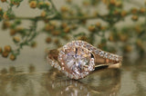 1.2ct Round Cut Peach Morganite Engagement Ring 14k Rose Gold Finish Split Shank
