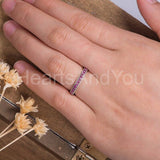 0.3ct Round Cut Simulated Ruby Half Eternity Wedding Band 14k White Gold Plated