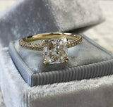 1.5ct Cushion Cut Diamond Accents Solitaire Engagement Ring 14k Yellow Gold Over