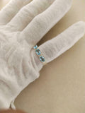 2.5ct Wedding Band Oval Cut Blue Topaz Stylish Three Stone 14k White Gold Finish
