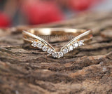 0.3ct Round Cut Moissanite Curved Stackable Wedding Band 14k Yellow Gold Plated