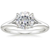 2ct Round Cut Diamond Solitaire Ring 14k White Gold Finish Twisted Split Shank