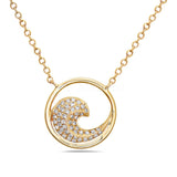 0.02ct Round Cut Moissanite Wave Hollow Pendant 14k Yellow Gold Plated NO CHAIN