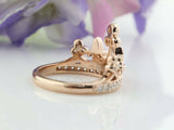 Queen  Princess Crown Engagement Ring 1ct Round Cut Diamond 14k Rose Gold Finish