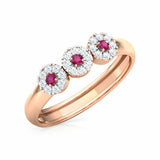 1ct Engagement Ring Round Cut Pink Ruby Floral Cluster 14k Rose Gold Finish