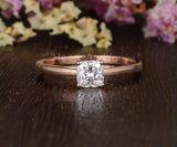 0.5ct Cushion Simulated Diamond Solitaire Engagement Ring 14k Rose Gold Plated