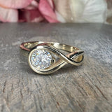 0.5ct Round Cut Moissanite Knot Women Engagement Ring 14k Yellow Gold Plated