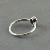 1ct Engagement Ring Oval Blue Sapphire Bezel Set Solitaire 14k White Gold Finish