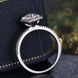 1.8ct Oval Cut Diamond Round Accents Halo Engagement Ring 14k White Gold Finish