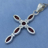 1ct Marquise Cut Red Garnet Holy Cross Pendant 14k White Gold Finish NO CHAIN