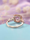2ct Cushion Cut Peach Morganite Engagement Ring Halo Diamond 14k RoseGold Finish