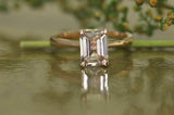 3.5ct Emerald Cut Peach Morganite Engagement Solitaire Ring 14K Rose Gold Finish