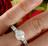 3ct Round Cut Diamond Accent Solitaire Engagement Ring 14k White Gold Finish New