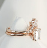 2.2ct Emerald Simulated Diamond Bridal Set Solitaire Crown 14k Rose Gold Plated