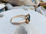 2ct Engagement Ring Green Emerald Cut Bezel Set Solitaire 14k White Gold Finish