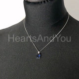 1ct Radiant Simulated Sapphire Solitaire Pendant 14k White Gold Plated NO CHAIN