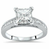 3Ct Princess Cut Diamond Engagement Ring 14K White Gold Over Channel Set Accents