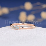 0.2ct Baguette Cut Simulated Blue Aquamarine Minimal Ring 14k Rose Gold Plated