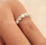 2.2ct Round Cut Moissanite Five Stone Women Wedding Band 14k White Gold Plated