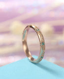 0.5ct Round Cut Emerald Milgrain Eternity Wedding Ring Band 14k Rose Gold Over