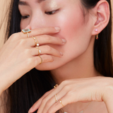 0.4ct Round Cut Diamond Petite Chain Engagement Ring 14k Yellow Gold Finish