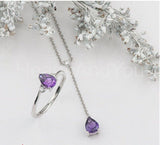 1ct Pear Cut Simulated Purple Amethyst Tear Drop Pendant 14k White Gold Plated